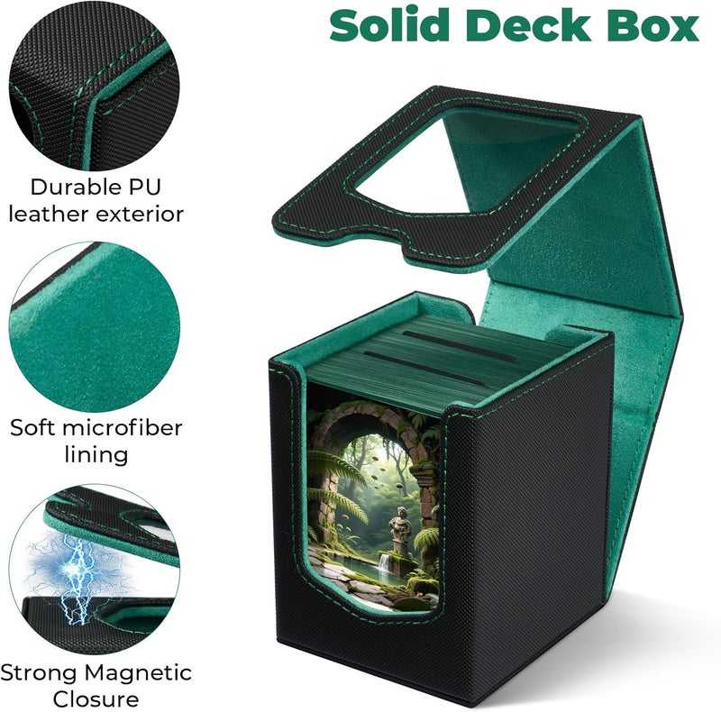 Fabmaker Deck Box Compatible with MTG Commander, (patent Pending) Magnetic Trading Card Storage Box with Commander, Fits 100 Double-Sleeved Cards, Card Box Compatible with Magic the Gathering, Red - Image 4